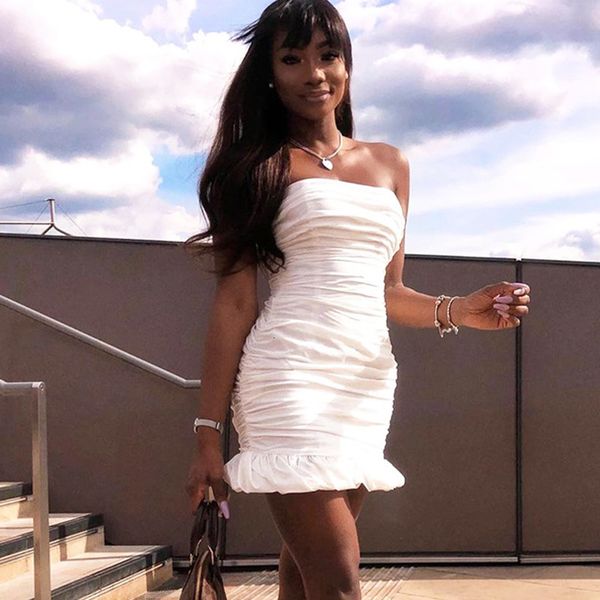 

european and american 2021 new autumn sheath wrap breast lotus leaf female dress xc9s, Black;gray