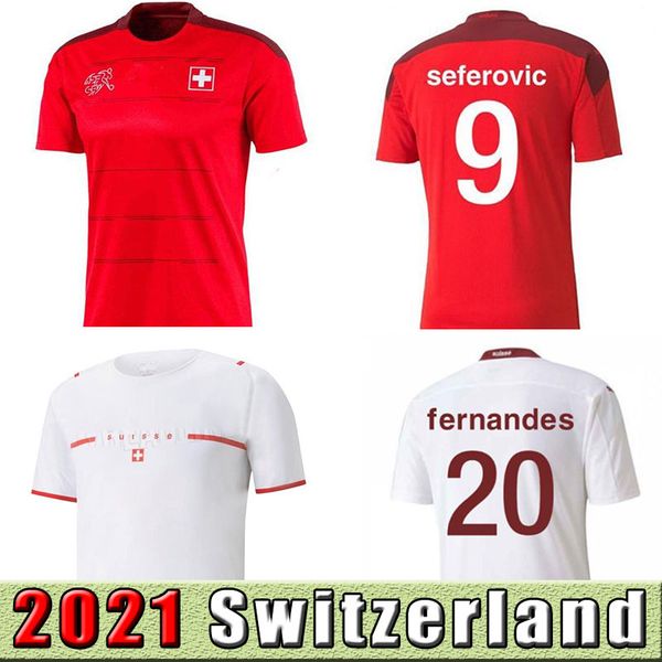 

2020 switzerland soccer jerseys away white 19 20 switzerland home akanji zakaria rodriguez elvedi national team football shirts, Black;yellow
