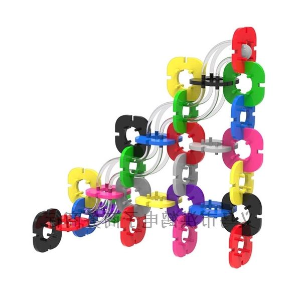 

14snowflake piece assembly four level slide toy diy science production puzzle track building block small invention material package