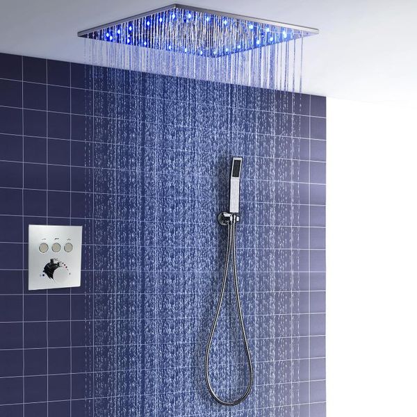 

bathroom luxury 20 inch led ceiling shower set spa spray rain mixer rainfall shower head faucet