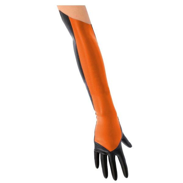 

other event & party supplies latex gloves rubber waterproof long orange and black size xs-xl