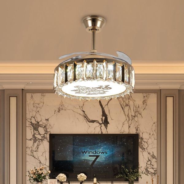 

ceiling fans european style crystal invisible fan light living room modern minimalist dining with