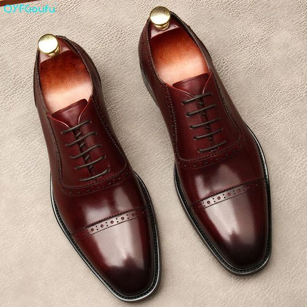 

dress shoes luxurious italian genuine leather men black brown wedding oxford lace-up office business suit men's shoe