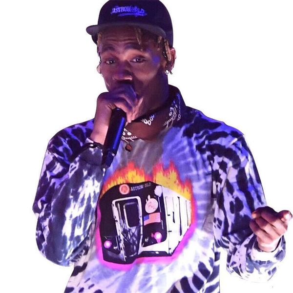 

new 2021 19ss summer hip-hop astroworld tie dye longsleeve tees men women kanye west short sleeve fashion cotton wpvb oqb5, White;black