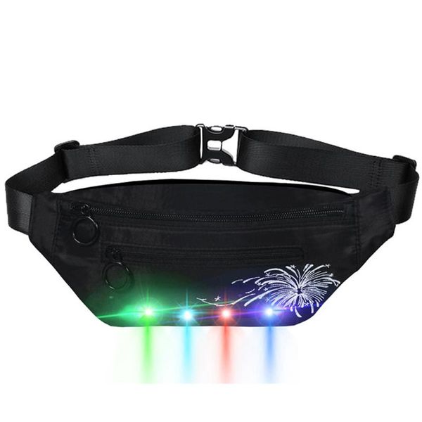 

outdoor bags waist belt safety night glow running reflective waterproof sport led light pouch pack bag