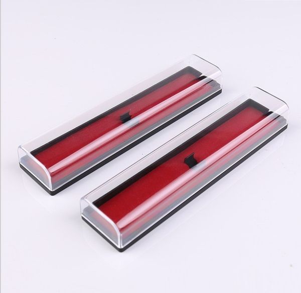 Klare, transparente Federmäppchen mit rotem Boden, Kunststoff-Stiftverpackungsboxen, Großhandels-Geschenkbox