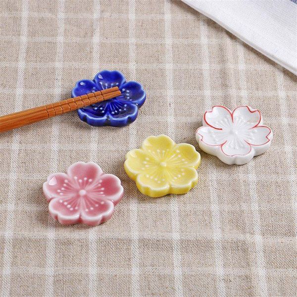 

sale-2pcs chopstick holders home chopstick holder sakura flower kitchen racks spoon fork knife tableware holders decor