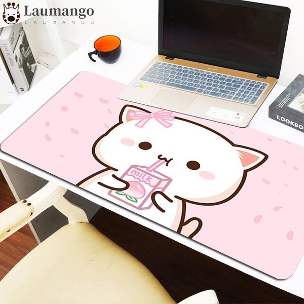 

mouse pads & wrist rests pink mousepad peach mochi cat carpet pad for computer accessories on the table mat deskmat gaming pc mats