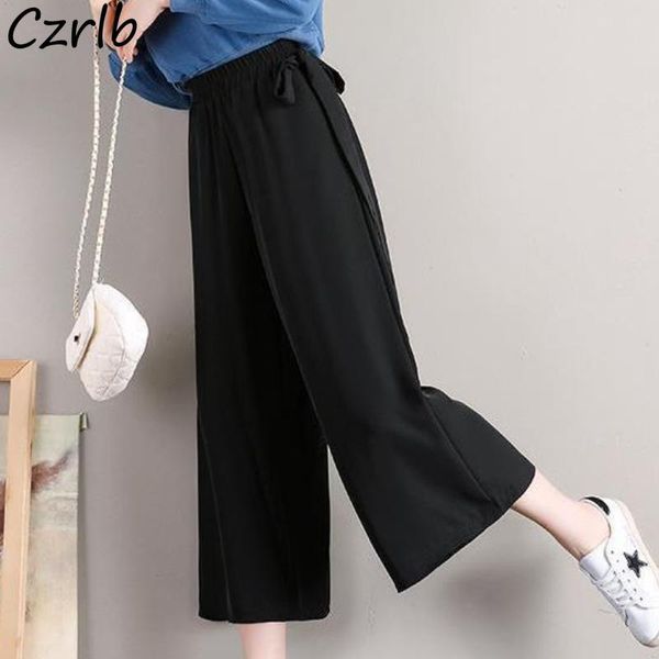 

women's pants & capris oversize simple women summer wide leg fashion breathable casual ankle length female all-match solid cozy est ulz, Black;white