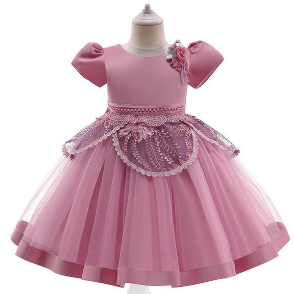 

girls dresses kids clothes children clothing lace princess flower birthday party formal dress ball gown b8221, Red;yellow