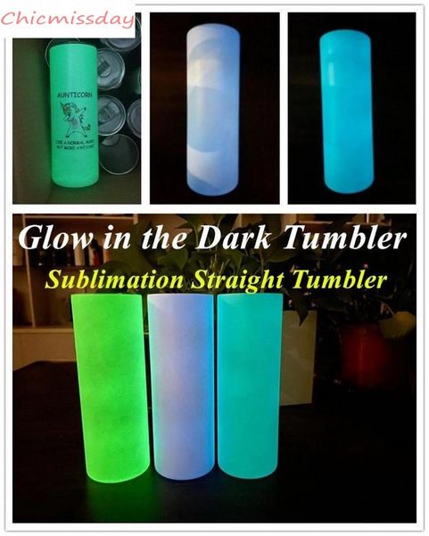 

dhl diy 20oz sublimation tumbler glow in the dark tumbler straight tumbler with luminous paint luminous cup magic travel cup