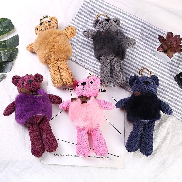 

keychains fur super cute doll bag pendant key ring chains plush toy, Silver
