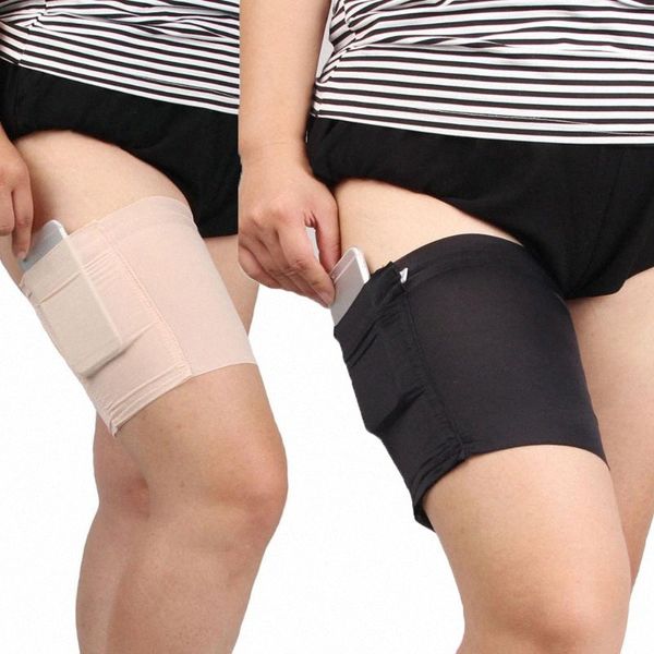 

women fashion pocket elastic anti chafing thigh bands prevent thigh chafing sock f7lh, Black