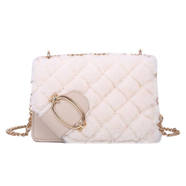 

shoulder bags 2021 soft plush ladies square messenger bag winter female lady designer handbag chain