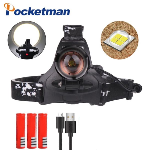 

xhp70 headlight most powerful led headlamp zoom lantern usb rechargable torch head light for 3*18650 battery