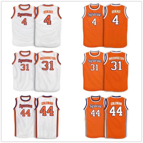 

30 billy owens 31 dwayne pearl washington syracuse orange 4 rony seikaly 44 derrick 1991 men's embroidery stitched basketball jersey cu, Black
