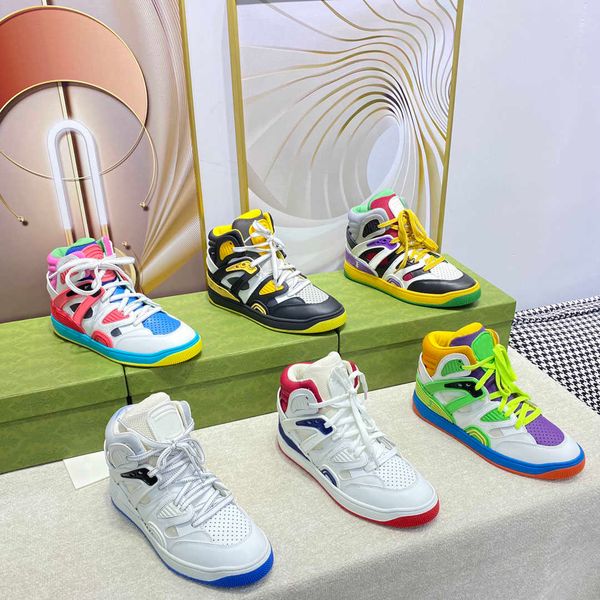 

new luxury designer women men shoes basket high-sneakers contrast color ankle mesh thickening sport shoe fashion comfortable a5 top, Black