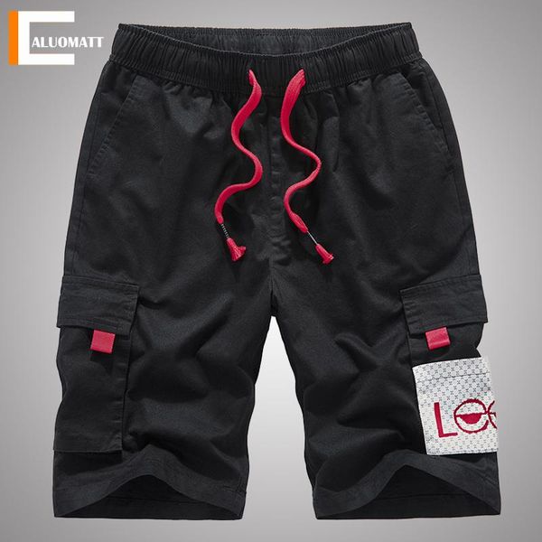

men's shorts quality cargo men summer casual beach fashion cotton male letter print breathable brand clothing, White;black