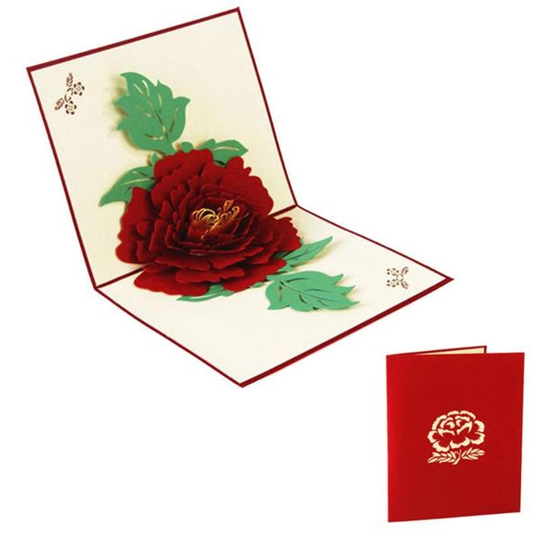 

greeting cards 1pc card hollow peony flower decorating birthday festival up paper postcard gift