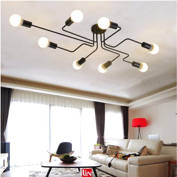 

modern led chandelier lighting fixtures black iron 4 6 8 branch ceiling chandelier vintage industrial lamp living room bedroom