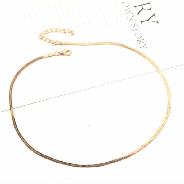 

silver color gold necklace flat snake link chain lobster clasp collares necklaces for women men