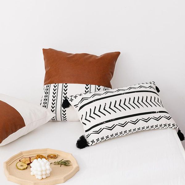 

cushion/decorative pillow brown faux leather cotton cushion cover 45x45cm/35x50cm for couch bed home decoration modern design