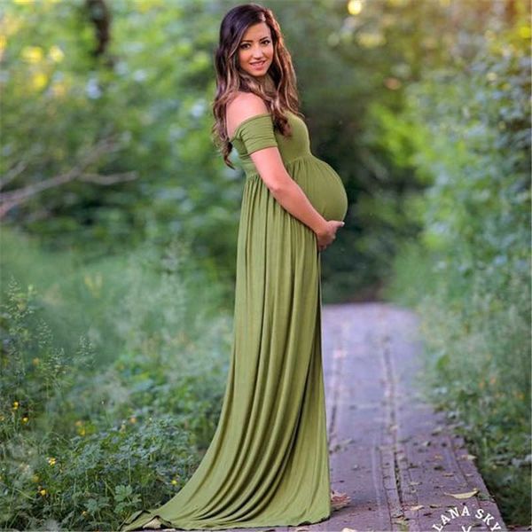 

new 2020 bohemian style maternity dress summer pgraphy props dresses off the shoulder woman dress for pregnant women clothes x0902, White