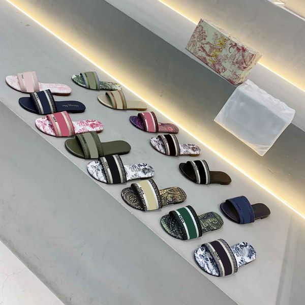 

paris women sandals slippers slides floral brocade gear bottoms flip flops woman striped beach causal slipper with box dust bag size 43, Black