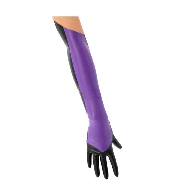 

party masks rubber gloves latex black and purple long waterproof cool size s-xl