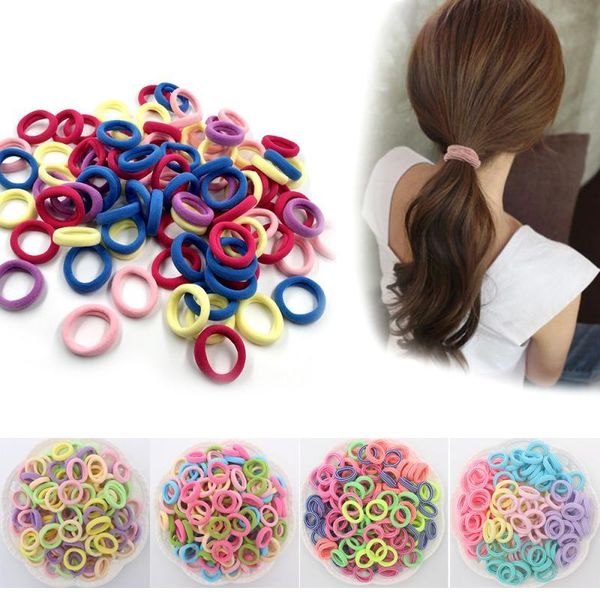 

100pcs/lot children hair bands ropes hair accessories elastic elastic seamless bands girls ornaments headband rubber, Slivery;white