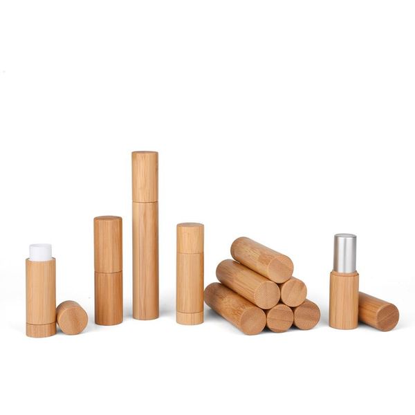 

3ml 4ml 5ml 6ml round natural bamboo lip container lipstick tube diy cosmetic lip gloss bottle makeup wooden stick tube