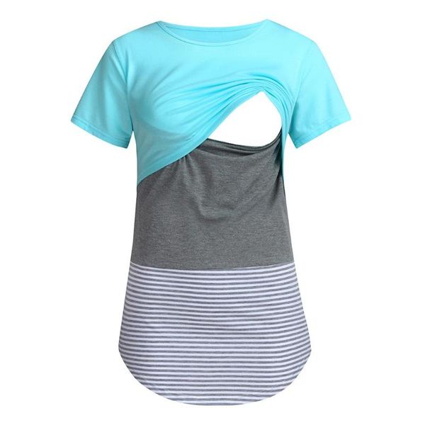 

women's t-shirt nursing for breastfeeding ropa maternidad loose pregnancy shirt nusring women maternity short sleeve striped, White