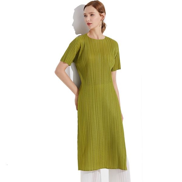 

2021 new midi plus size summer women watermelon red round neck pleated casual a line elegant 5hxh, Black;gray
