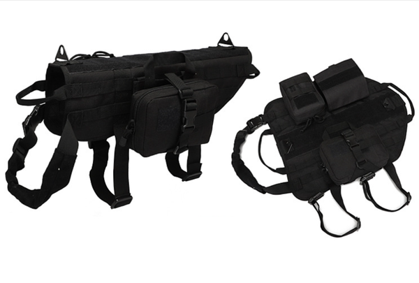 

hunting jackets tactical adjustable vest military army dog for service harness training combat clothes with pouch, Camo;black
