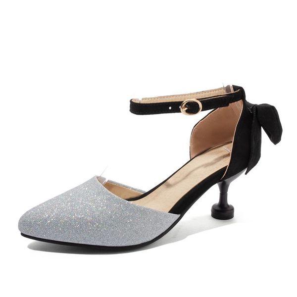

dress shoes big size pointed bow decorative stiletto ladies high heels women woman pumps, Black