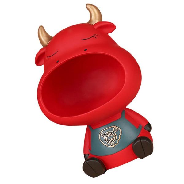 

1pc cartoon cow year storage ornament modern simple cattle decoration (red l)