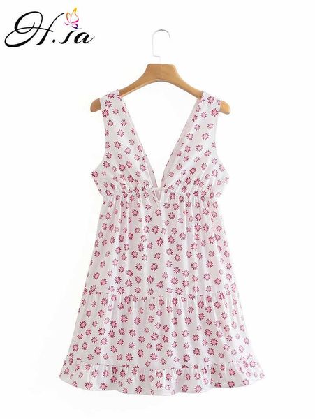 

hsa trending dresses for women summer v neck floral print ruffle casual party beach robe femme vestido a line mini dress 210716, Black;gray