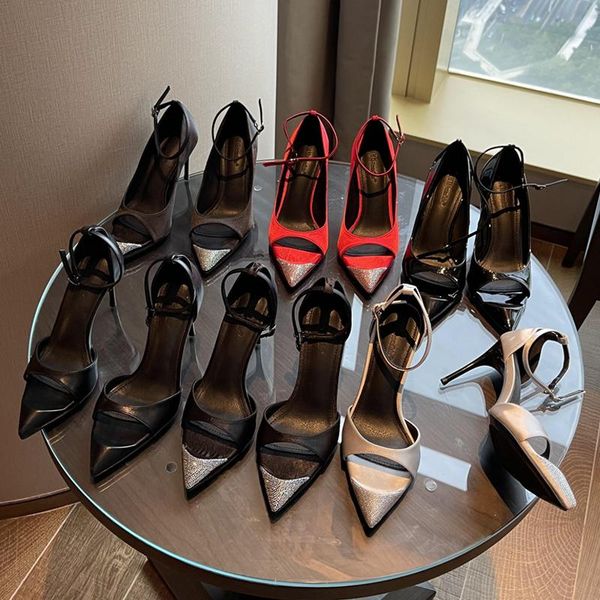 

sandals comfort shoes for women open toe luxury strappy heels suit female beige peep fashion rhinestone spring high elast, Black