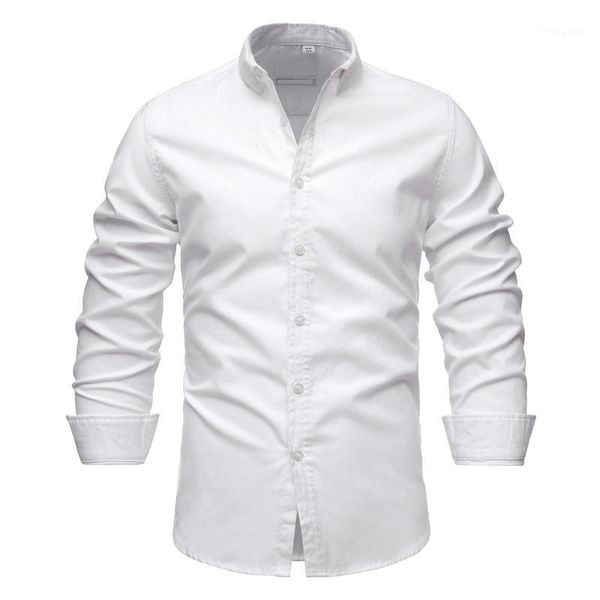

isurvivor 2021 spring and autumn solid color cotton oxford fashion city shirt lapel business casual men's slim shirts, White;black