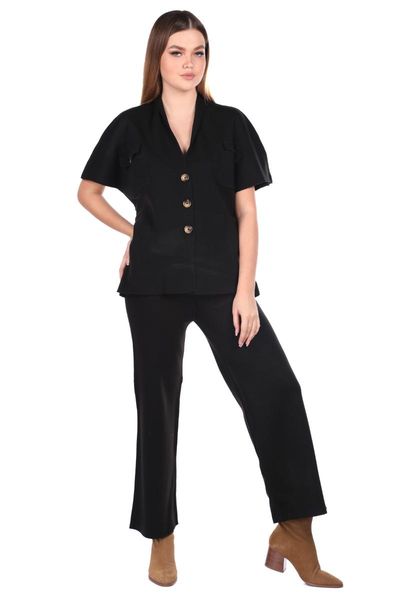 

women's two piece pants steel knitted black blouse women knitwear suit, White