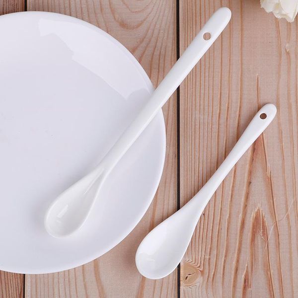 

spoons high-quality long-handled ceramic spoon long and short white coffee soup sugar tea dessert tableware