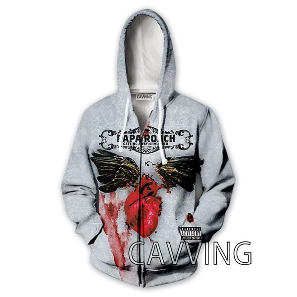

men's hoodies & sweatshirts fashion 3d print papa-roach zipper zip up hooded harajuku hoodie hip hop, Black