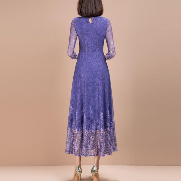 

casual dresses latest 2021 spring fashion three quarter sleeve purple lace a line dress for women, Black;gray