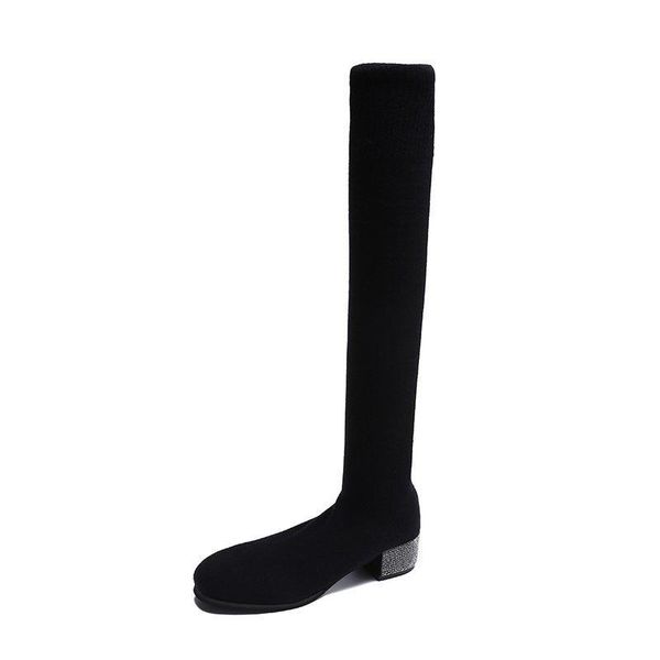

boots 2021 knee women suede thigh high stretch slim ladies winter black zapatillas mujer