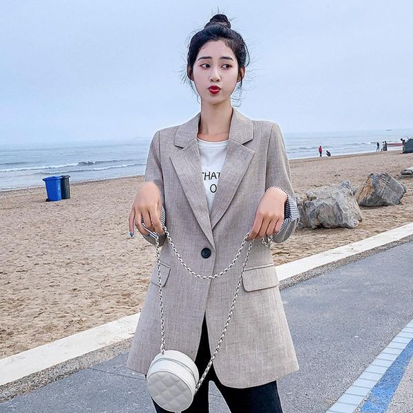 

women's middle school long temperament student casual coat women's loose new, White;black