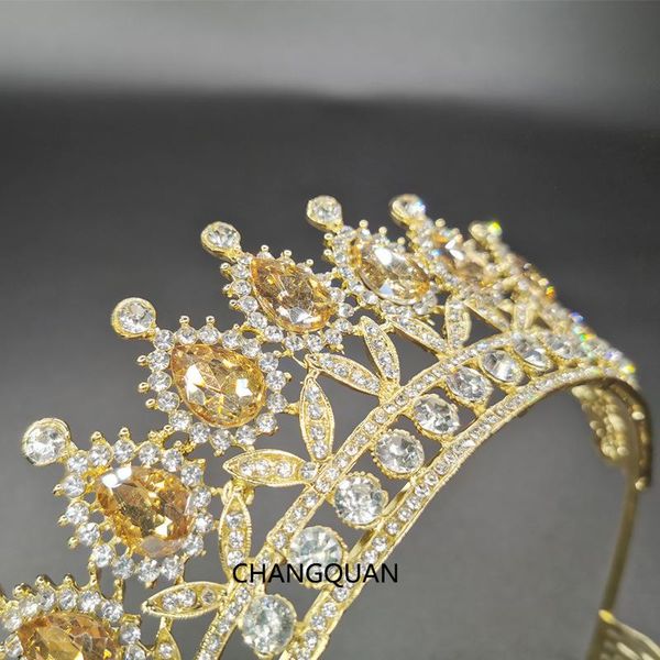 

hair clips & barrettes femal gold faux rhinestone tiara bride crown wedding dress accessories european crystal selling, Golden;silver