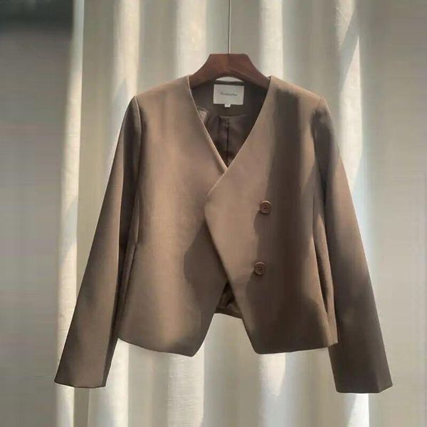 

women's suits & blazers coffee slim blazer women long sleeve short jacket female v-neck outwear 2021 autumn spring casual office lady, White;black