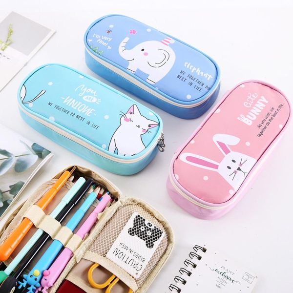 

pencil bags cartoon animal bag case multifunctional storage for office school stationery supplies