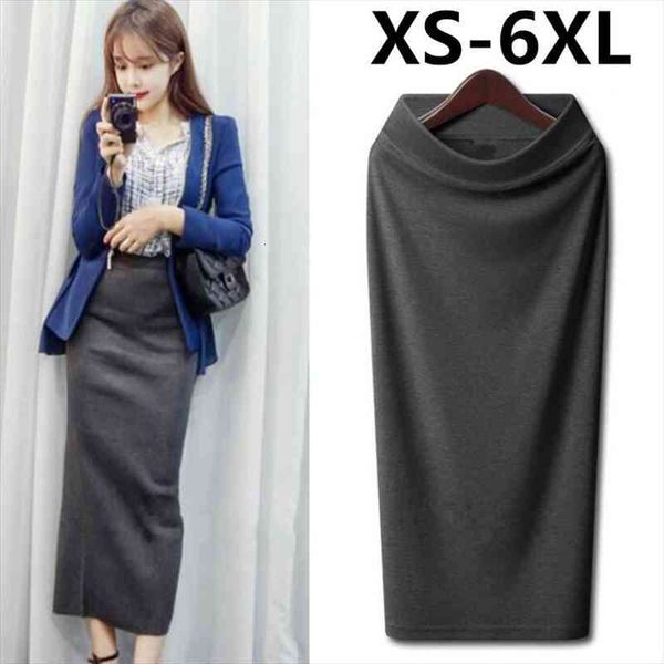 

autumn winter skirt women long skirt thick high waist pencil ladies elegant slim plus size woolen skirts women xs 6x, Black