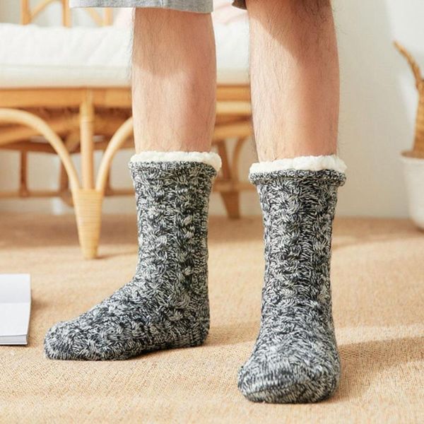 

men's socks winter indoor floor sock thick warm cotton lined fleece carpet non-slip for men 2021 thermal fluffy q9j5, Black